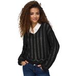ONLY Regular Fit V Yaka Örme Kazak, XL, 15339529, Black, Kadın