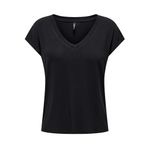 ONLY Siyah Kadın Tişört ONLRILLA S/S V-NECK TOP JRS, L