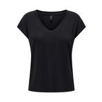ONLY Siyah Kadın Tişört ONLRILLA S/S V-NECK TOP JRS, S