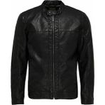 Only & Sons 22012339 Only & Sons Onsmike Pu Racer Jacket Otw Vd Erkek Deri Mont ve Ceket Black