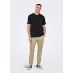 Only & Sons 22025208_ONSMAX LIFE REG SS STITCH O Yaka Düz Siyah Erkek T-shirt