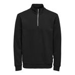 Only & Sons Dik Yaka Düz Siyah Erkek Sweatshirt XL
