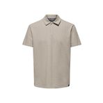 Only & Sons Düz Açık Bej Erkek Polo T-Shirt ONSKIAN REG SEERSUCKER SS POLO