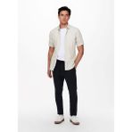 Only & Sons Düz Açık Kahve Erkek Gömlek 22009885_ONSCAIDEN Ss Solid Lınen S - Açık Kahverengi