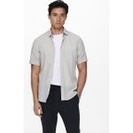 Only & Sons Düz Açık Mor Erkek Gömlek 22009885_ONSCAIDEN Ss Solid Lınen S - XL