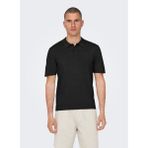 Only & Sons Düz Siyah Erkek Polo T-Shirt ONSWYLER LIFE REG 14 SS POLO KNIT N