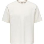 Only & Sons Erkek Bisiklet Yaka Jakarlı Beyaz T-Shirt - 22037430 - 2XL