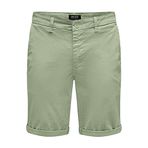 ONLY & SONS Erkek Chino Şort ONSPETER - Regular Fit - Siyah Bej XS-XXL, Swamp, S