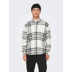 Only & Sons Erkek Ekoseli Rahat Kesim Gömlek - 22022991 - 2XL - Beyaz
