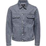 Only & Sons Erkek Geniş Yaka Kot Ceket - 22032036 - Gri - 2XL