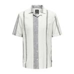 ONLY & SONS Erkek Gömlek ONSCAIDEN SS STRIPE LINEN RESORT NOOS Kirli Beyaz L