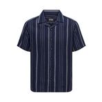 ONLY & SONS Erkek Gömlek ONSTREV LIFE REG SS STRUC STRIPE SHIRT Koyu Lacivert S