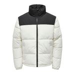 ONLY & SONS Erkek kuş tüyü mont ONSMELVIN LF PUFFER CEKET OTW VD, Antik Beyaz-Siyah, M
