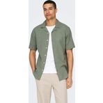 Only & Sons Erkek Onscaıden Kısa Kollu Keten Gömlek 22025116 Yeşil