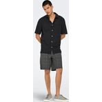 Only & Sons Erkek Onscaıden Kısa Kollu Tek Cepli Keten Gömlek 22031805 Siyah