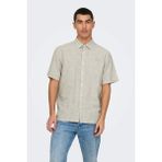 Only & Sons Erkek Onscaıden Kısa Kollu Tek Cepli Keten Gömlek 22031805 Yeşil - Bej - XL
