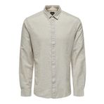 ONLY & SONS Erkek ONSCAIDEN LIFE LS SOLID LINEN SHIRT NOOS Gömlek, Chinchilla , S