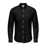 Only & Sons Erkek ONSCAIDEN LS SOLID LINEN SHIRT NOOS Gömlek, Black, S