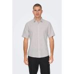 Only & Sons Erkek Onscaıden Slim Fit Kısa Kollu Keten Gömlek 22009885 Lila - 2XL