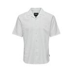 ONLY & SONS Erkek Onscaiden Ss Solid Resort Linen Noos kısa kollu gömlek, Beyaz, L
