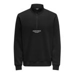 ONLY & SONS Erkek Onscurated Reg Half Zip Sweat Sweatshirt, Siyah, M