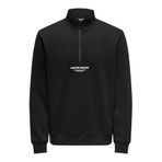 ONLY & SONS Erkek Onscurated Reg Half Zip Sweat Sweatshirt, Siyah, S