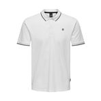 ONLY & SONS Erkek Onsfletcher Slim Ss Polo Noos Polo Tişört, Parlak beyaz/Detay: Siyah kontrast çizgili, XXL