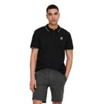ONLY & SONS Erkek Onsfletcher Slim Ss Polo Noos Polo Tişört, Siyah/Detay: Parlak Beyaz Kontrast Çizgili, M