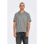 Only & Sons Erkek Onskarı rahat Kesim Kısa Kollu Çıt Çıt Düğmeli Gömlek 22032560 Gri - XL