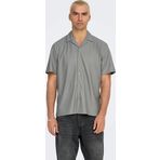 Only & Sons Erkek Onskarı Rahat Kesim Kısa Kollu Çıt Çıt Düğmeli Gömlek 22032560 Gri