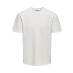 Only & Sons Erkek Onskıan Kare Desenli Kısa Kollu Pamuklu T-Shirt 22028692 Ekru XL