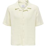 Only & Sons Erkek Onskyle Kısa Kollu Kendinden Desenli Pamuk Gömlek 22029217 Krem
