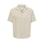 ONLY & SONS Erkek Onslatham Rlxss Resort Linen Struc Shi kısa kollu gömlek, Gümüş Astar, M