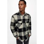 Only & Sons Erkek Onsmılo Kareli Çift Cepli Pamuk Gömlek 22019854 Siyah - XL