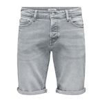 ONLY & SONS Erkek ONSPLY MGD 8774 TAI DNM SHORTS NOOS Şort, Medium Grey Denim, XS