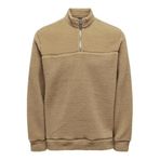 Only & Sons Erkek Regular Fit Fermuarlı Sweatshirt, Kahverengi, L L