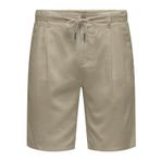 ONLY & SONS Erkek Şort ONSLEO LINEN MIX 0048 SHORTS Koyu Bej L