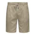 ONLY & SONS Erkek Şort ONSLEO LINEN MIX 0048 SHORTS Koyu Bej S