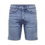 ONLY & SONS Erkek şortu, mavi (medium denim blue), M