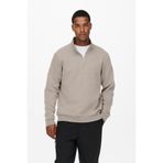 ONLY & SONS Erkek Yarım Fermuarlı Sweatshirt - Yüksek Yaka, Uzun Kollu, Rahat Kalıp