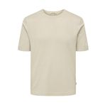 Only & Sons Erkek Yuvarlak Yaka Basic Örme T-Shirt, Bej, XS
