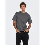 Only & Sons Fred Rahat Kesim Kısa Kollu T-Shirt, M, p-zal-chr-2021-224, Gri, Erkek