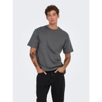 Only & Sons Fred Rahat Kesim Kısa Kollu T-Shirt, XL, p-zal-chr-2021-224, Gri, Erkek