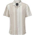 Only & Sons Normal Açık Haki Çizgili Erkek Gömlek Onscaıden Ss Strıpe Lınen Resort Sh - XL