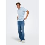 Only & Sons O Yaka Baskılı T-Shirt, M, 5003336906, Mavi, Erkek