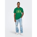 Only & Sons O Yaka Baskılı Yeşil Erkek T-Shirt ONSASHER REG SS TEE