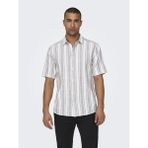 Only & Sons Only&sons Erkek Çizgi Desenli Keten Gömlek 22028420 - Yeşil - XS
