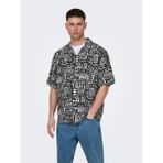 Only & Sons Only&sons Erkek Rahat Kesim Desenli Yazlık Gömlek 22028514 - Siyah - XL