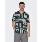 Only & Sons Only&sons Kısa Kollu Viskon Kumaş Erkek Gömlek 22028347 - Siyah - XS