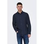 Only & Sons Onscaiden Keten ve Pamuk Karışımlı Slim Fit Gömlek Erkek Gömlek 22012321 - Lacivert - XL